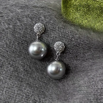 LunaLuxe™ | Elegant Black Pearl Earrings with Rhinestones