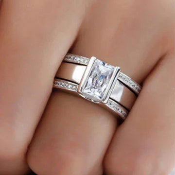 Antique Inlaid Glass Ring | White Gold