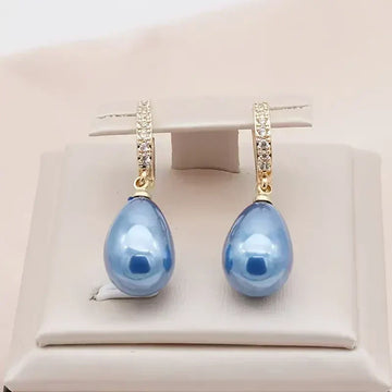 Blue Ocean Dew Earrings | Gold