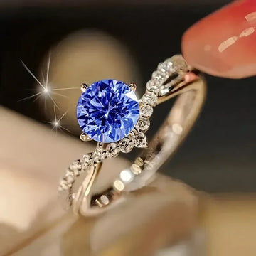 Exotic Crystal Blue Ring | White Gold